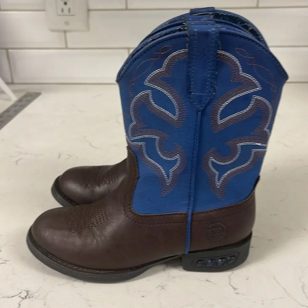 Roper Kids Lightning (Toddler/Little Kid) Blue and Brown Western Boots Size 11